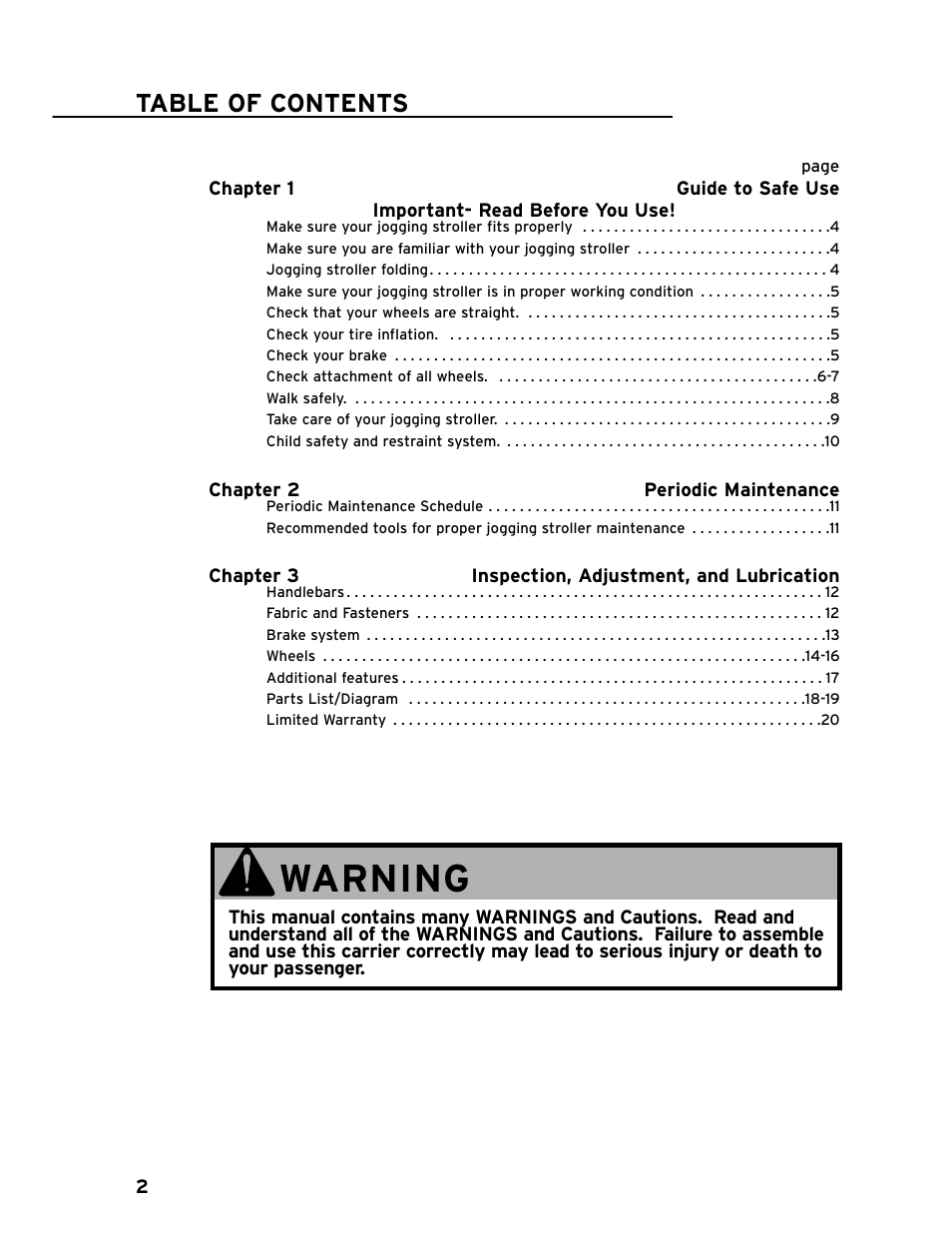 Chariot Carriers CAVALIER 51100442 User Manual | Page 3 / 21