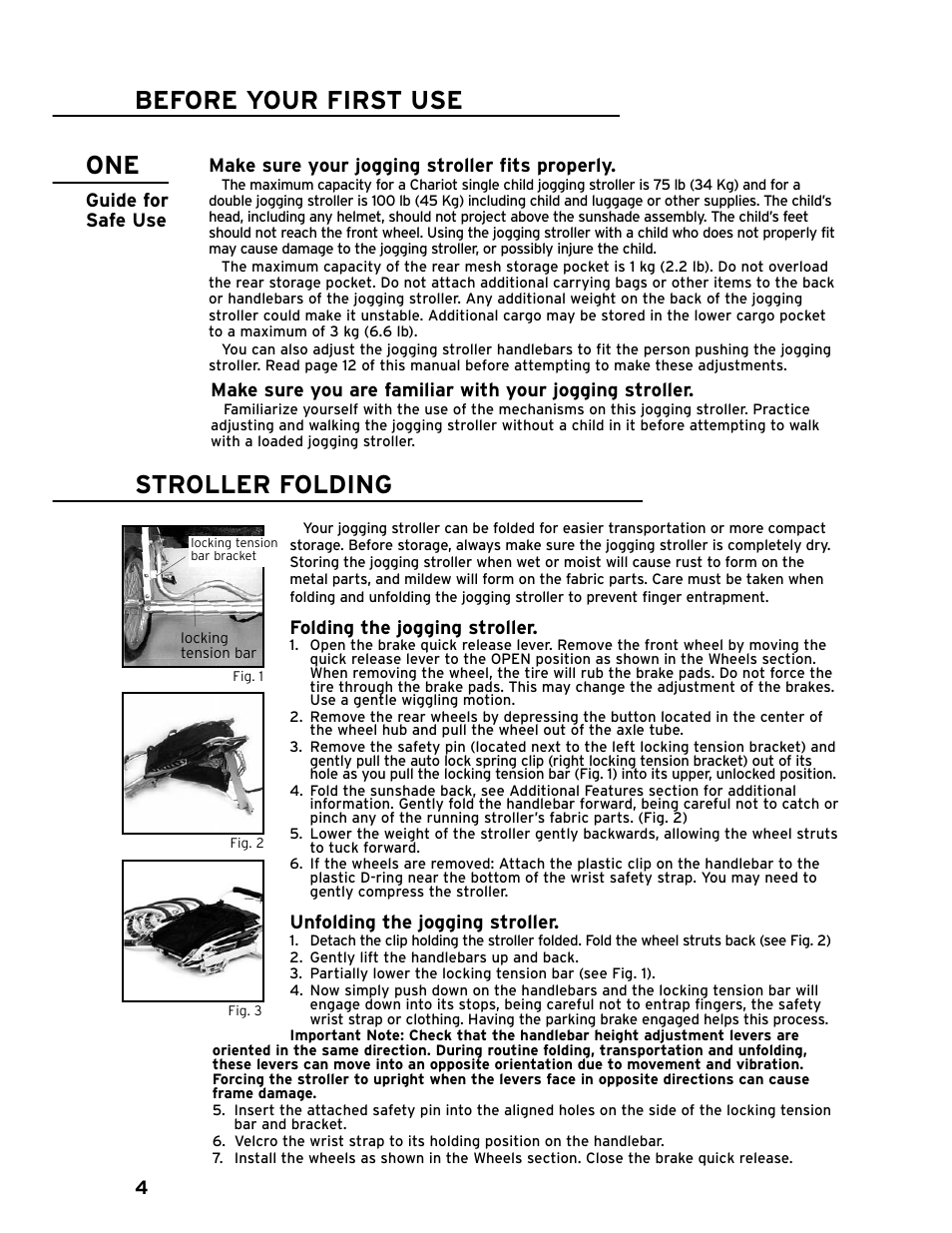 Before your first use, Stroller folding | Chariot Carriers CAVALIER 51100442 User Manual | Page 5 / 21