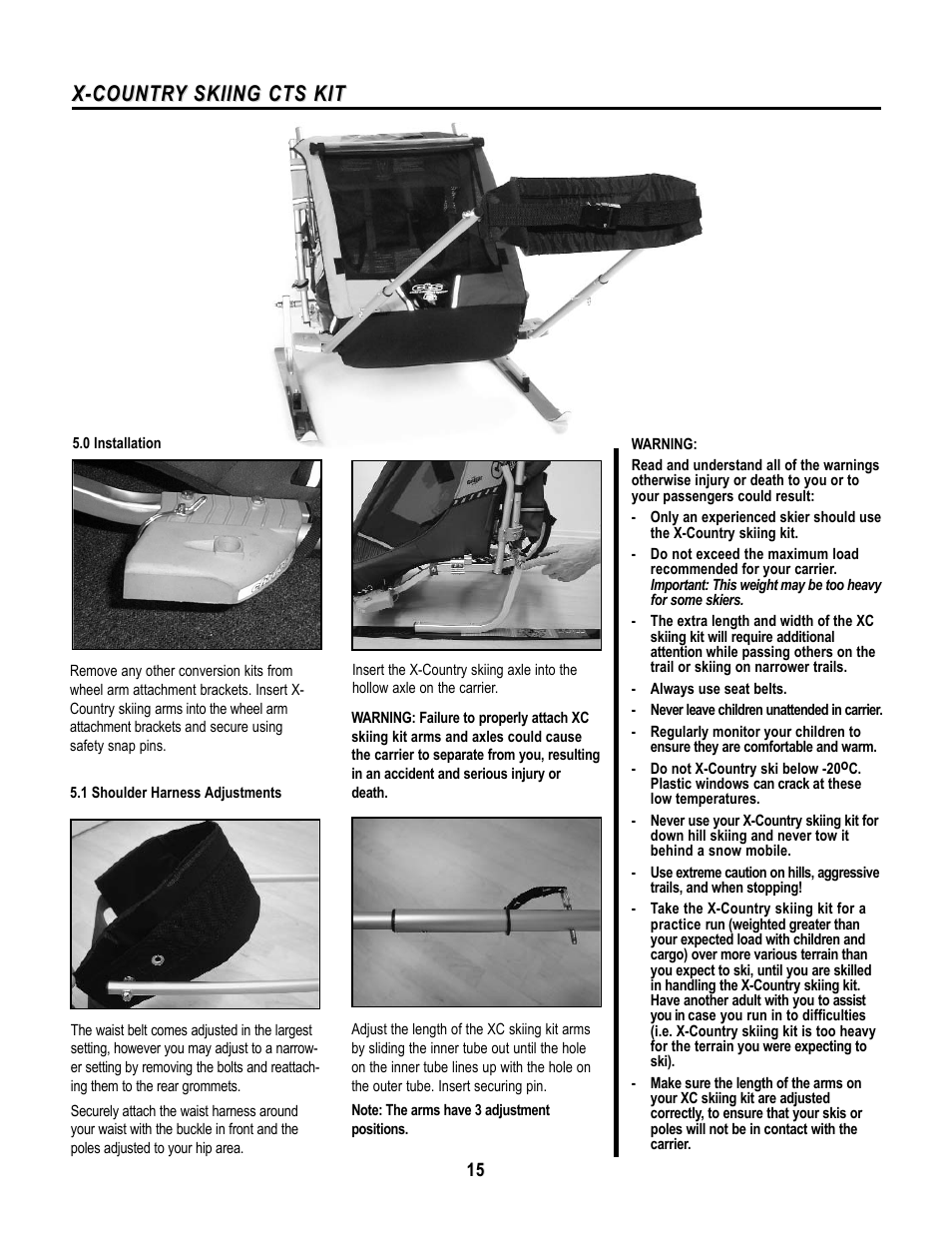 X-countr, X-countr y y skiing cts kit skiing cts kit | Chariot Carriers X-COUNTRY SERIES User Manual | Page 16 / 19