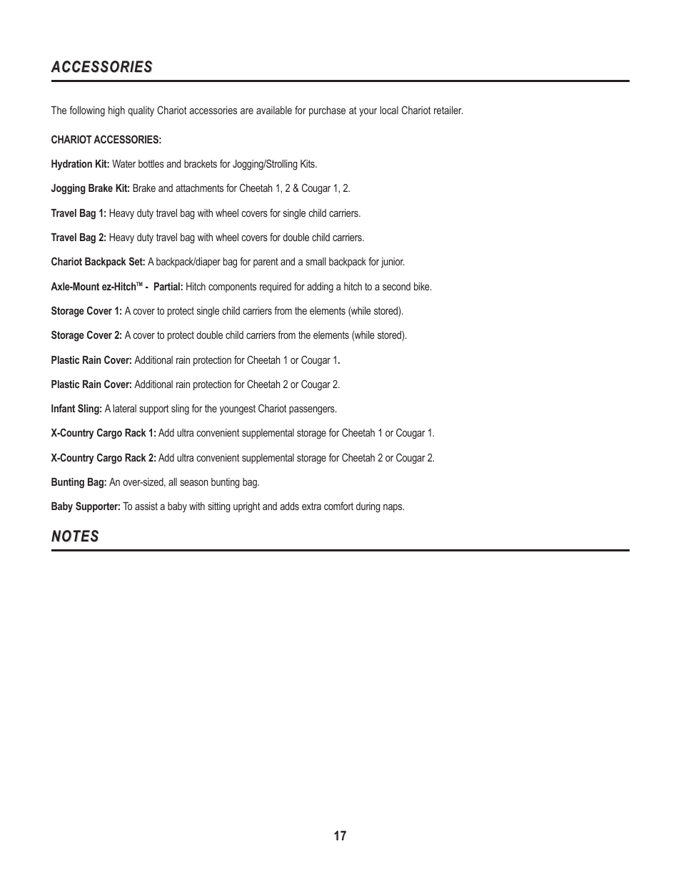 Accessories | Chariot Carriers X-COUNTRY SERIES User Manual | Page 18 / 19