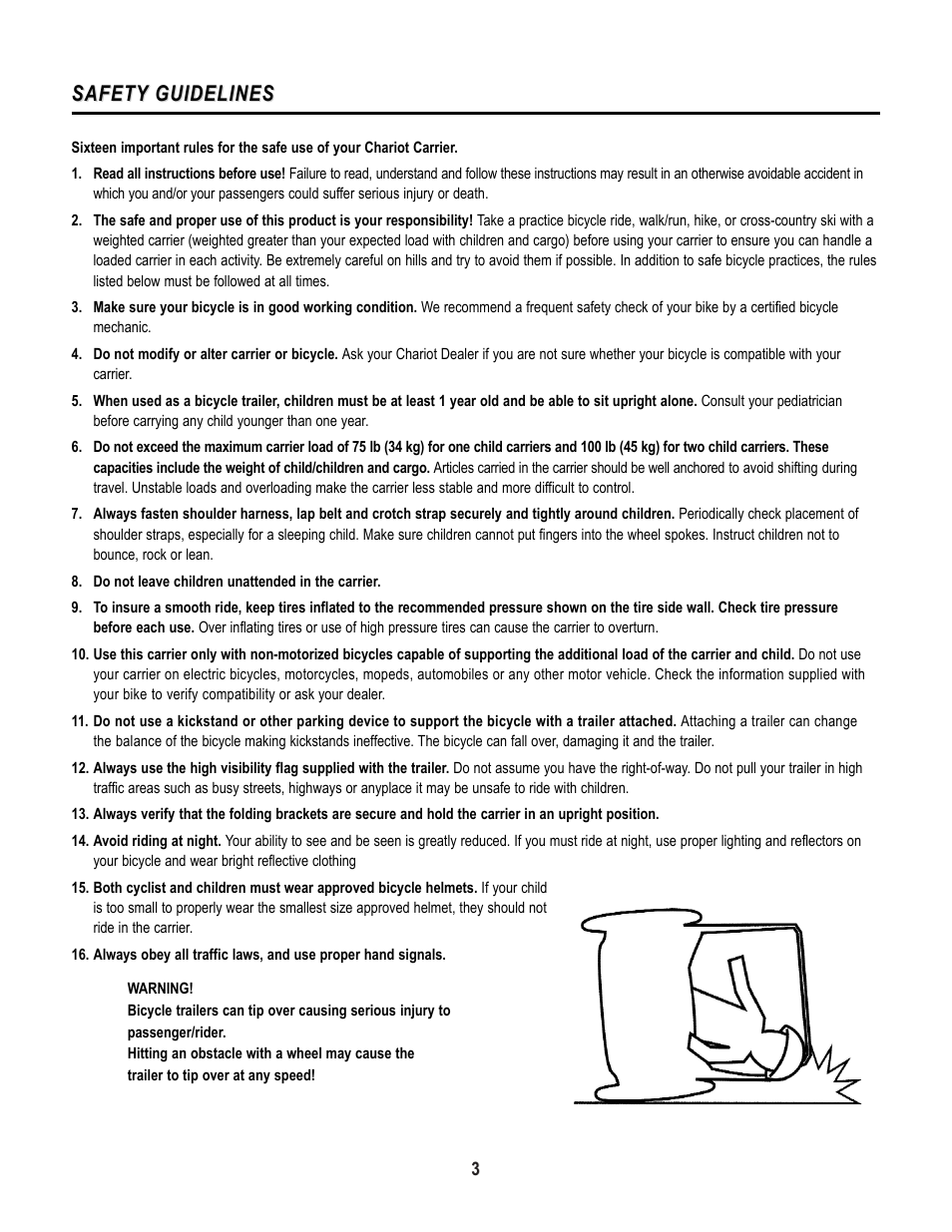 Safety, Safety guidelines guidelines | Chariot Carriers X-COUNTRY SERIES User Manual | Page 4 / 19