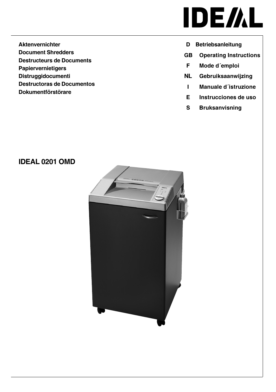 MBM Corporation IDEAL 0201 OMD User Manual | 40 pages