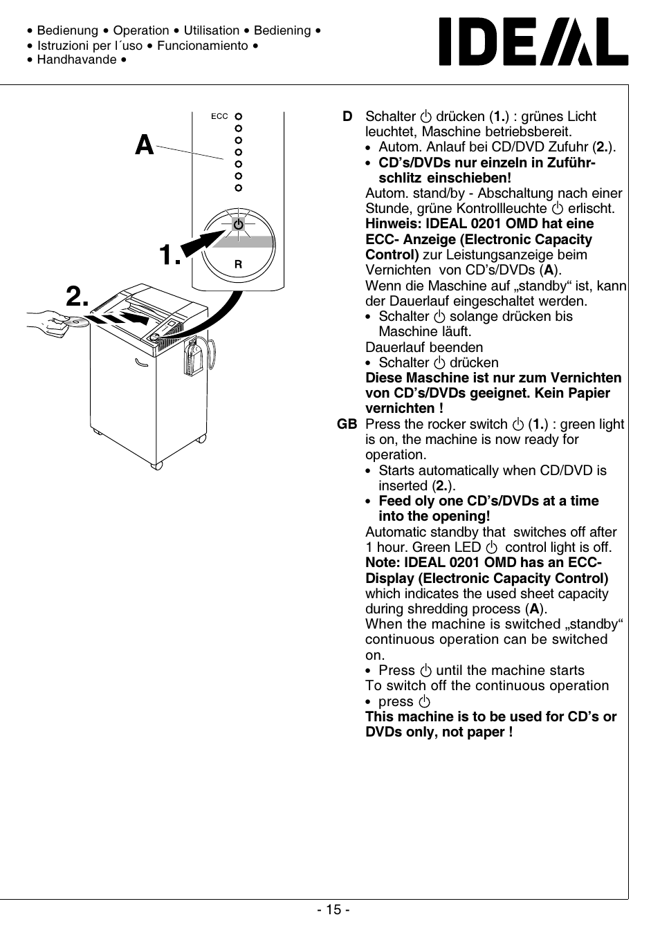 MBM Corporation IDEAL 0201 OMD User Manual | Page 15 / 40