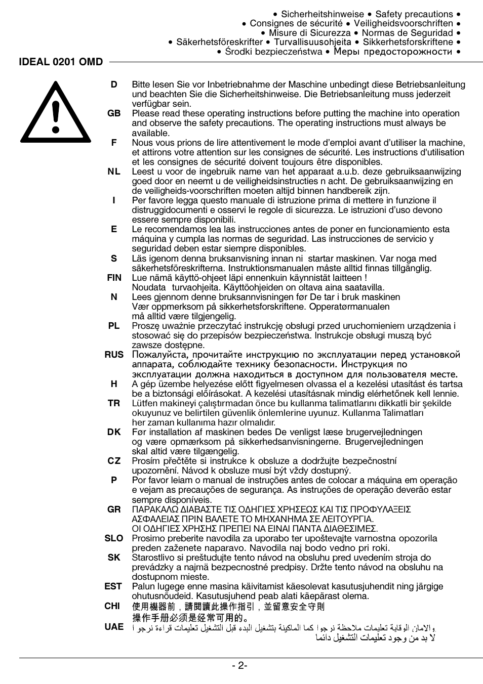 MBM Corporation IDEAL 0201 OMD User Manual | Page 2 / 40