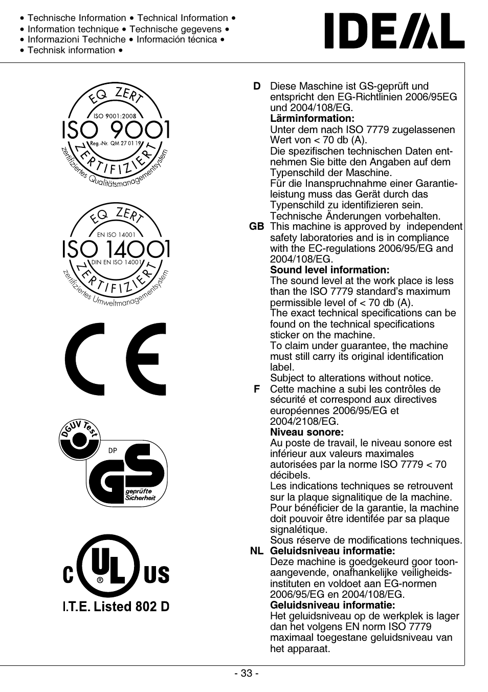 MBM Corporation IDEAL 0201 OMD User Manual | Page 33 / 40