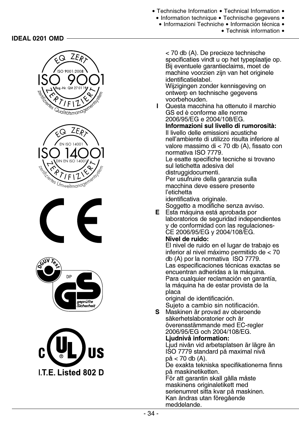 MBM Corporation IDEAL 0201 OMD User Manual | Page 34 / 40