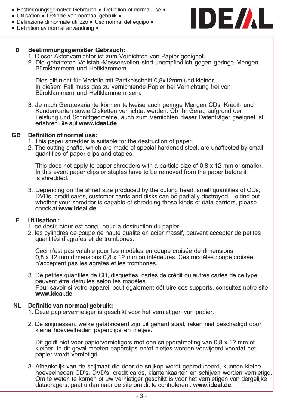 MBM Corporation IDEAL 4005 User Manual | Page 3 / 56