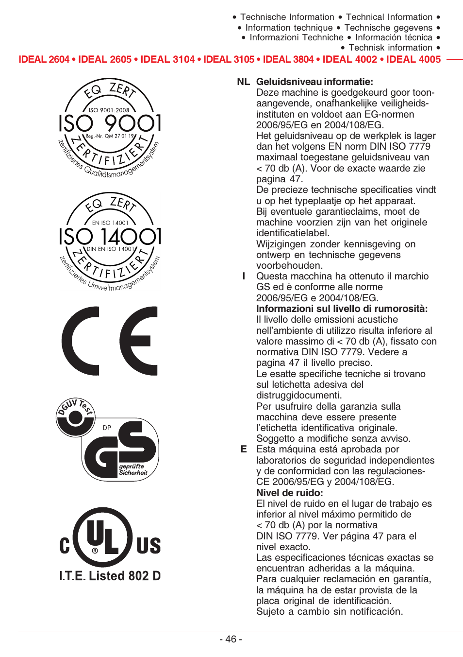 MBM Corporation IDEAL 4005 User Manual | Page 46 / 56