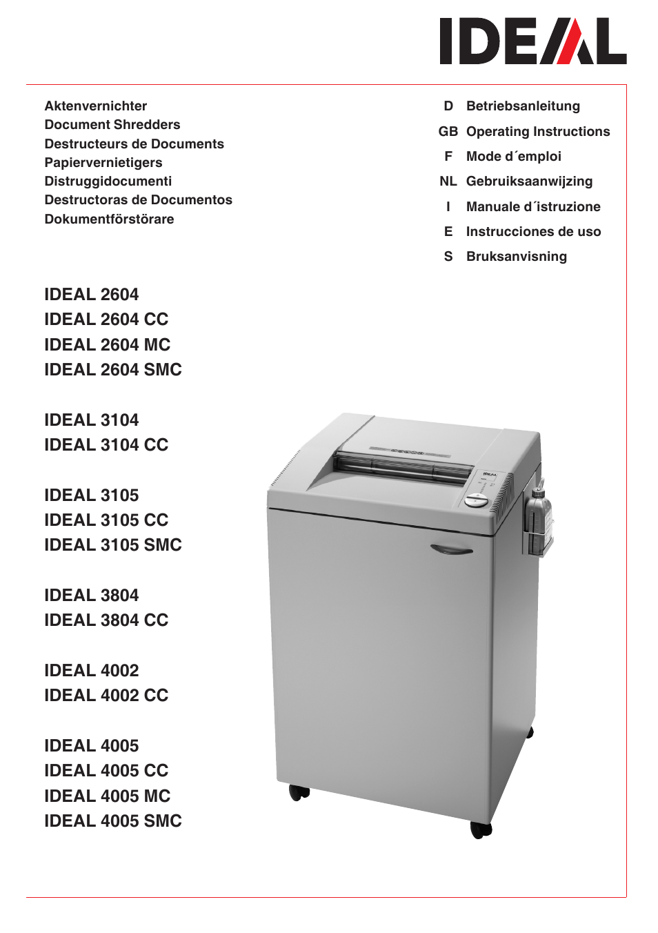 MBM Corporation IDEAL 3105 SMC User Manual | 44 pages