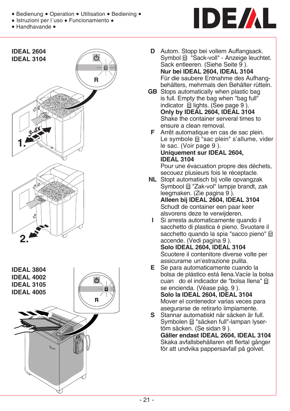 MBM Corporation IDEAL 3105 SMC User Manual | Page 21 / 44