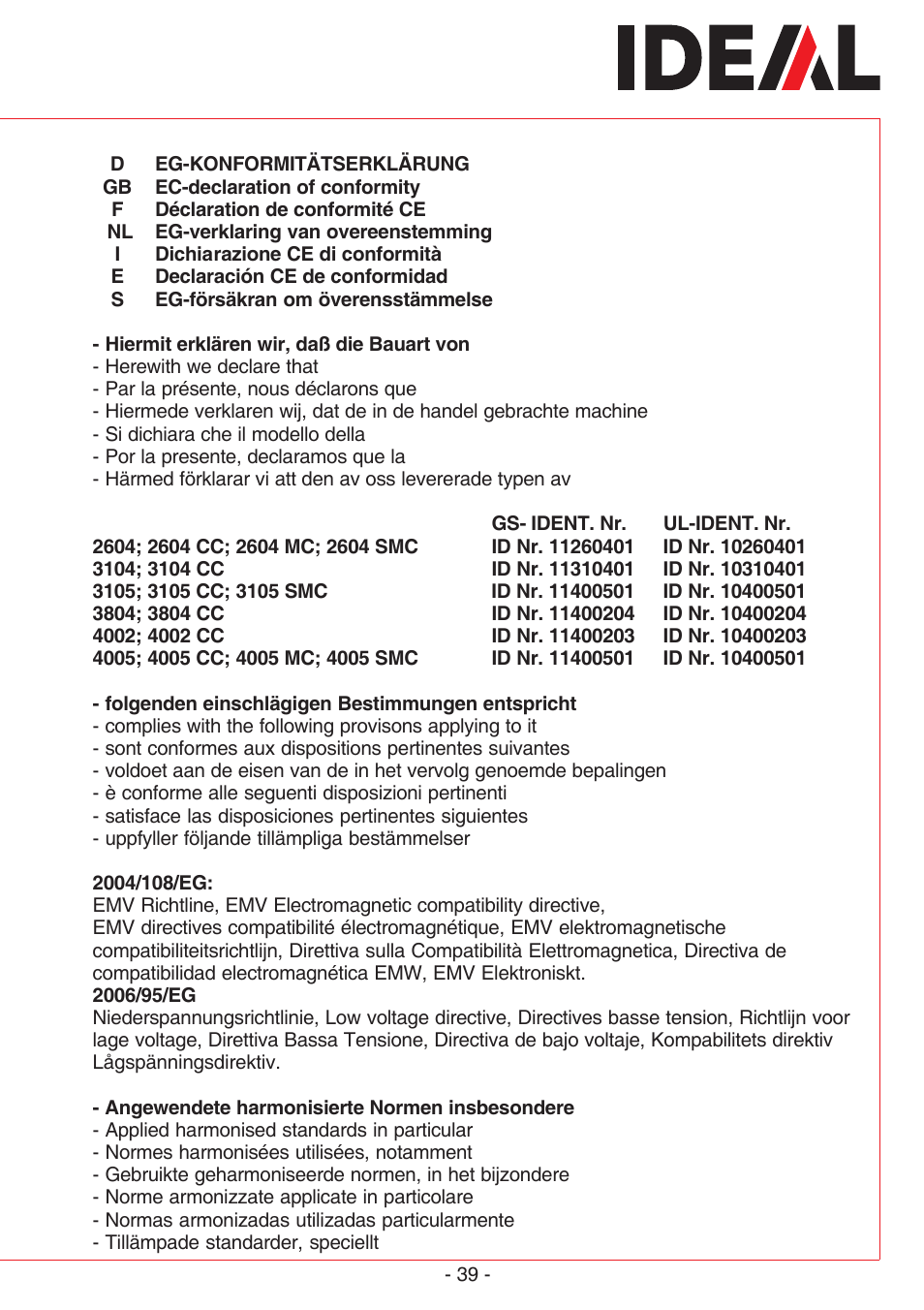 MBM Corporation IDEAL 3105 SMC User Manual | Page 39 / 44