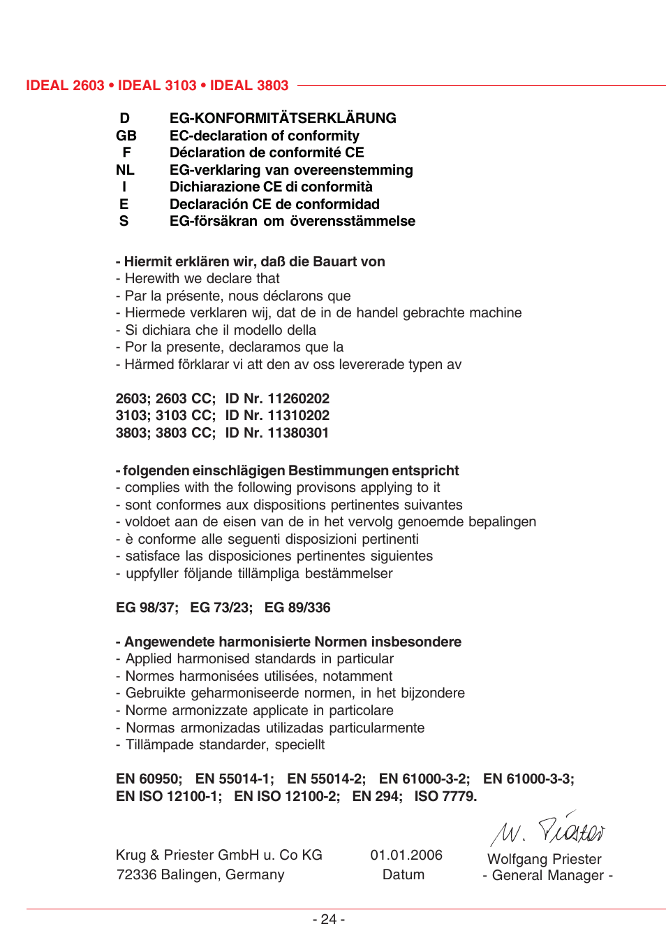 MBM Corporation IDEAL 2603 SMC User Manual | Page 24 / 28