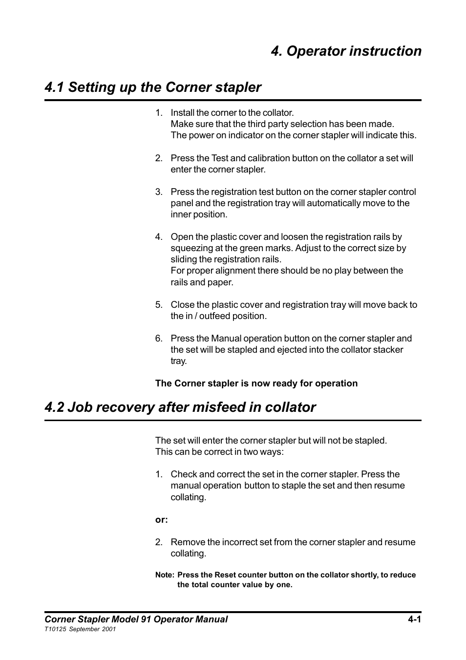 2 job recovery after misfeed in collator | MBM Corporation Maxxum 91 corner stapler User Manual | Page 7 / 12