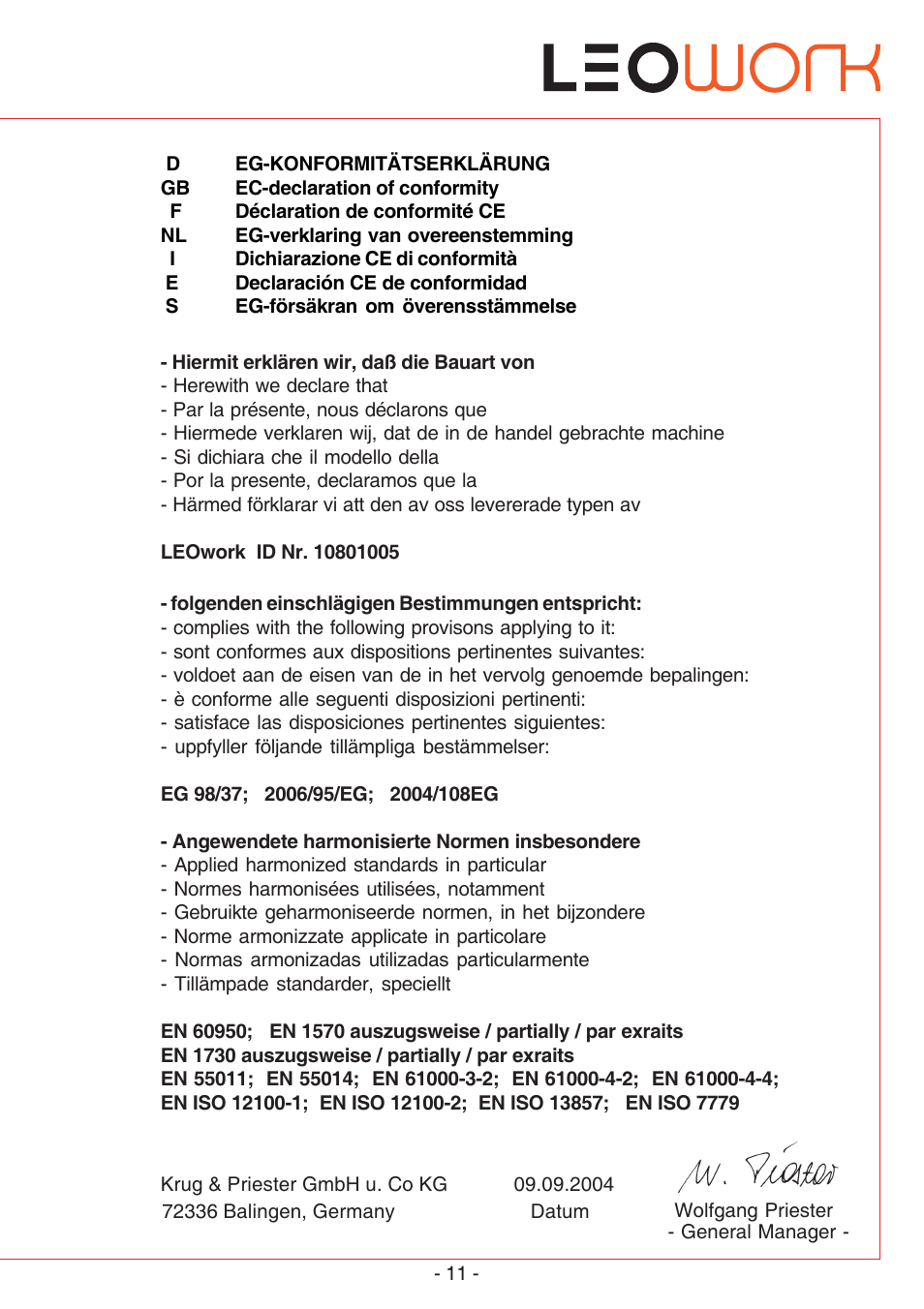 MBM Corporation LEOWORK PAPER LIFT User Manual | Page 11 / 12