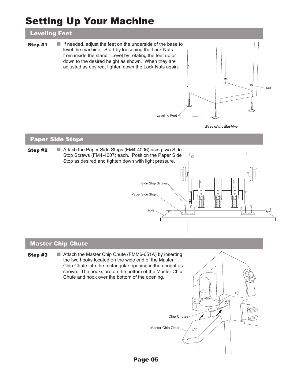 Setting up your machine | MBM Corporation FMM3 User Manual | Page 6 / 24