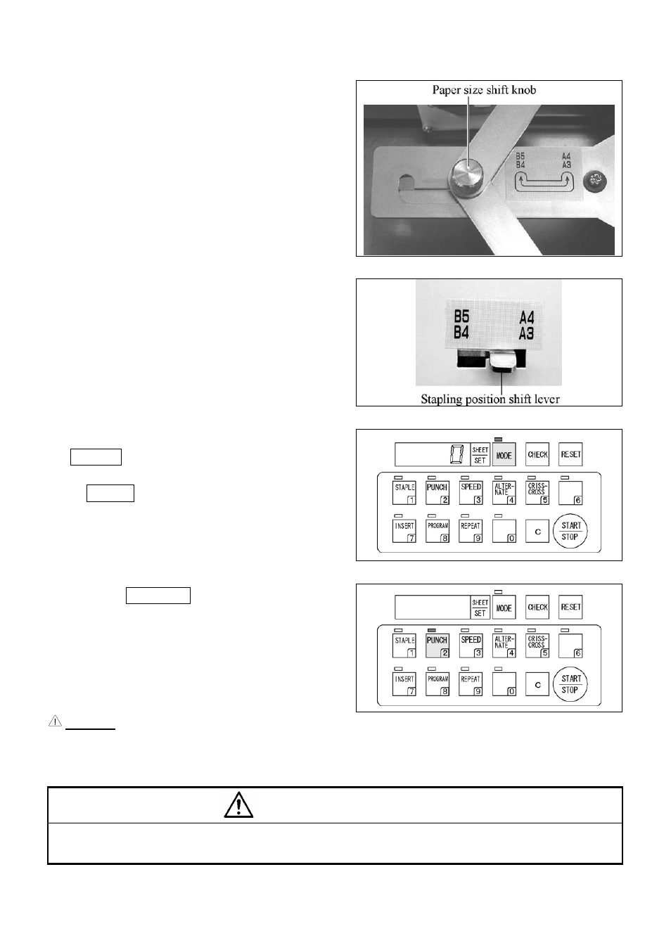 Caution | MBM Corporation CORNER STAPLER User Manual | Page 11 / 20