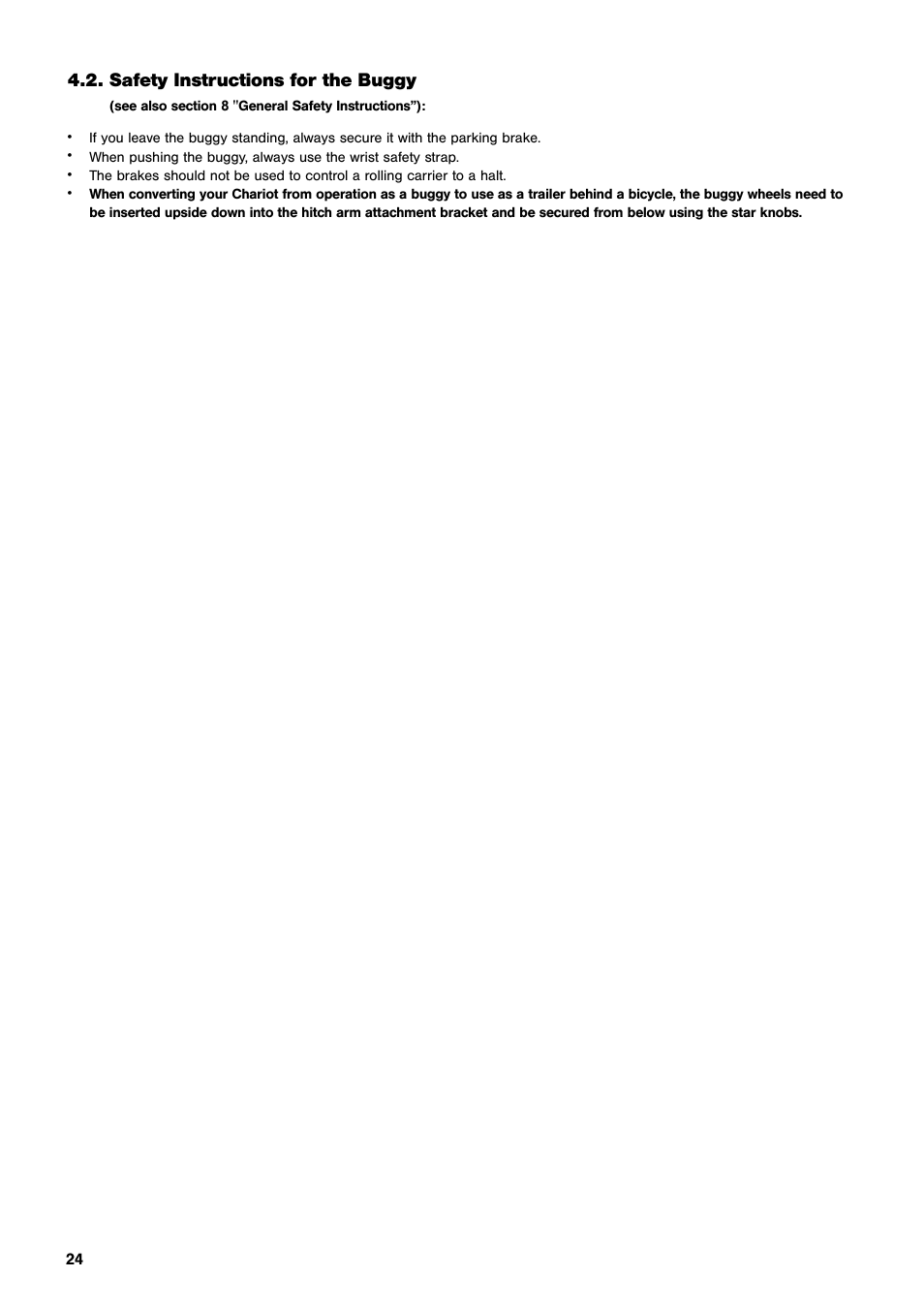 Safety instructions for the buggy | Chariot Carriers CX User Manual | Page 24 / 32