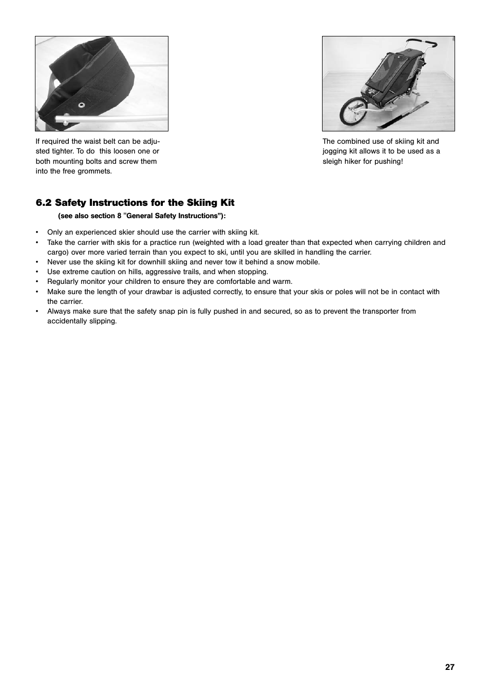2 safety instructions for the skiing kit | Chariot Carriers CX User Manual | Page 27 / 32