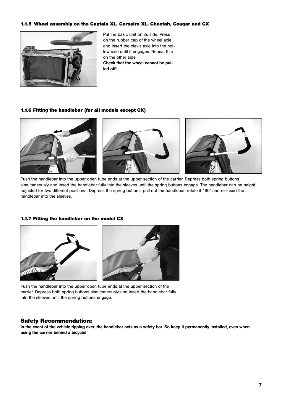 Safety recommendation | Chariot Carriers CX User Manual | Page 7 / 32
