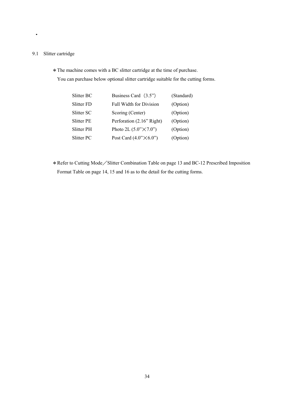 9． ． ． ． option | MBM Corporation BC 12 User Manual | Page 36 / 38