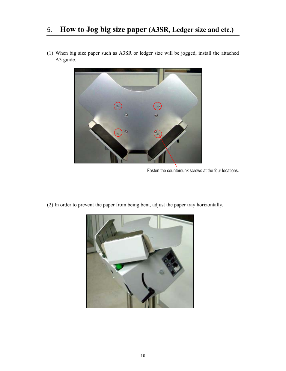 How to jog big size paper, A3sr, ledger size and etc.) | MBM Corporation AJ 700 User Manual | Page 10 / 13