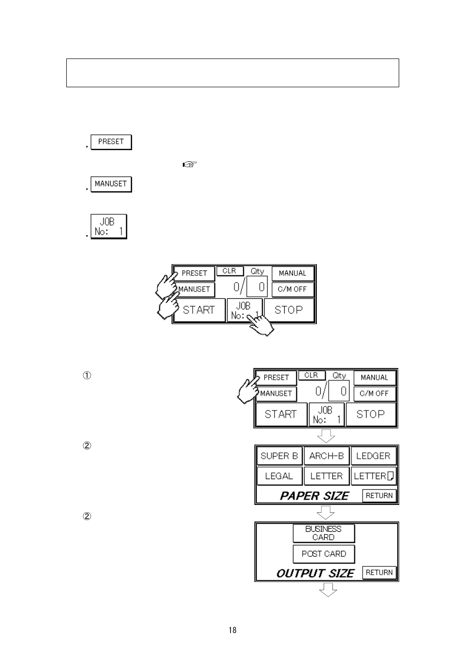 4 cut pattern input, 1 outline, Preset | Cut pattern input, Outline | MBM Corporation AEROCUT NANO User Manual | Page 18 / 30