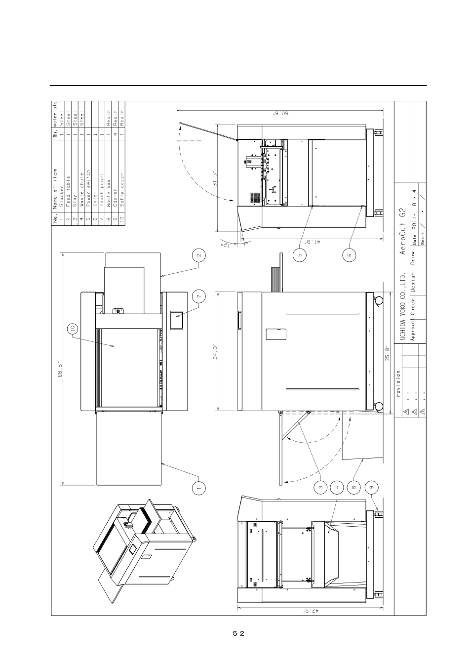 Equipment, electric circuit and parts | MBM Corporation AEROCUT G2 User Manual | Page 53 / 58