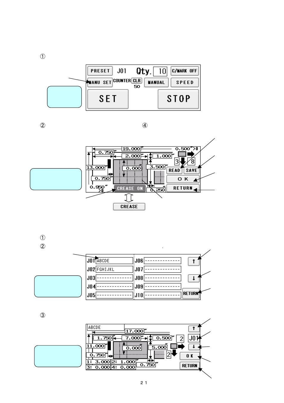 4) free entry, 5) user program retrieval | MBM Corporation AEROCUT User Manual | Page 22 / 42