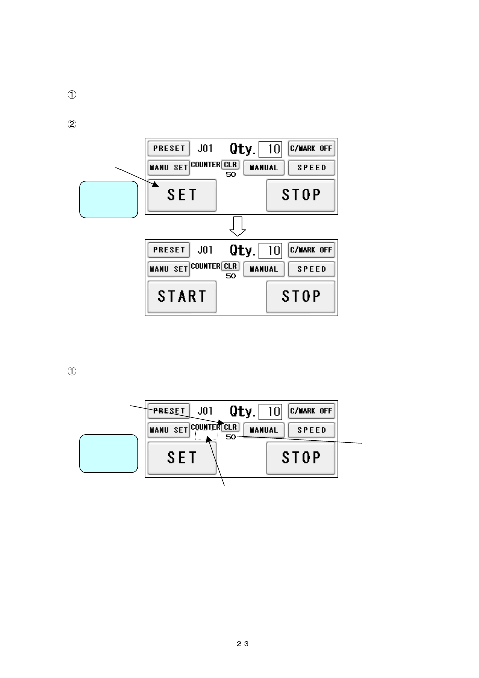 7) setting of slitter and feed table, 8) operation number cancellation | MBM Corporation AEROCUT User Manual | Page 24 / 42