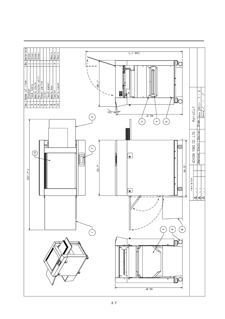 Equipment, electric circuit and parts | MBM Corporation AEROCUT User Manual | Page 38 / 42