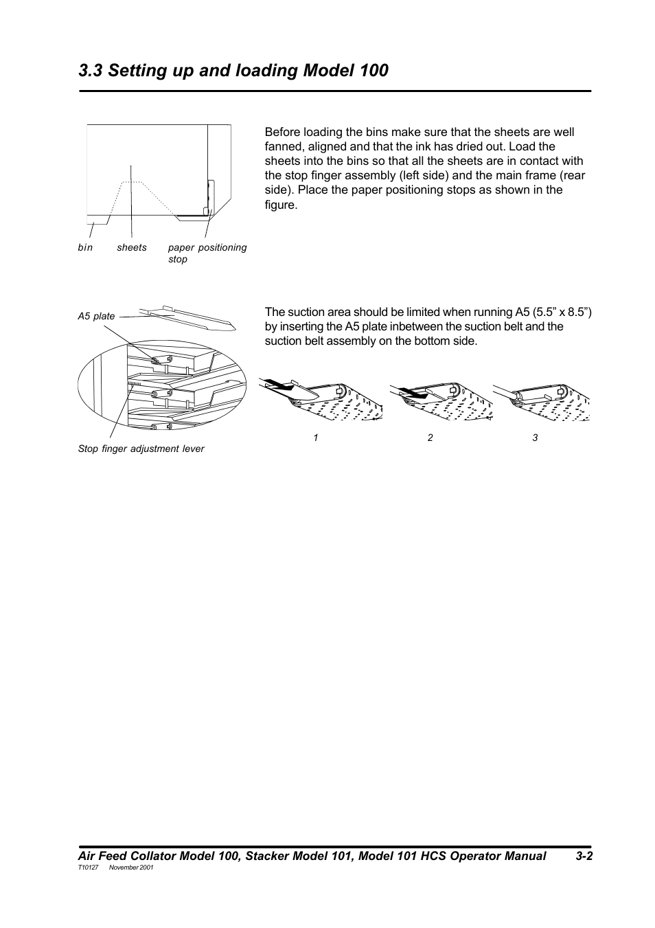 3 setting up and loading model 100 | MBM Corporation DocuVac User Manual | Page 11 / 27