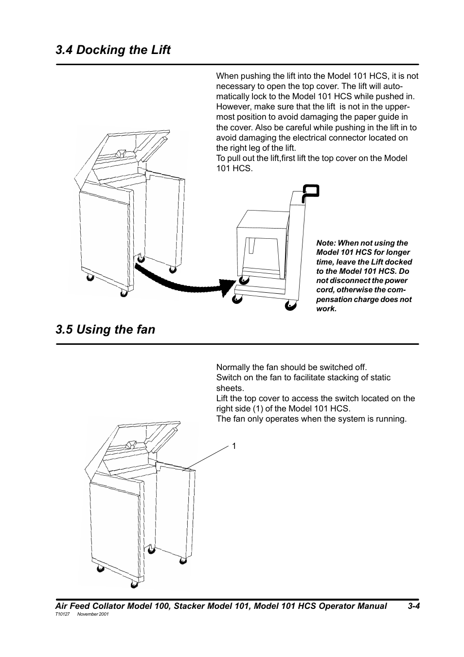 4 docking the lift 3.5 using the fan | MBM Corporation DocuVac User Manual | Page 13 / 27