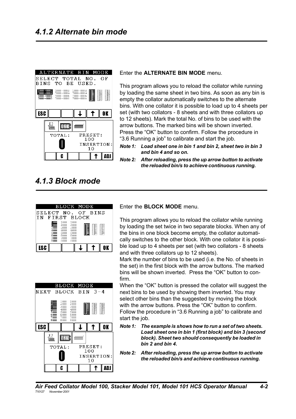 2 alternate bin mode, 3 block mode | MBM Corporation DocuVac User Manual | Page 17 / 27
