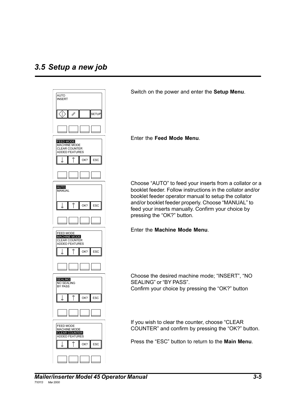 5 setup a new job | MBM Corporation 45 User Manual | Page 16 / 29