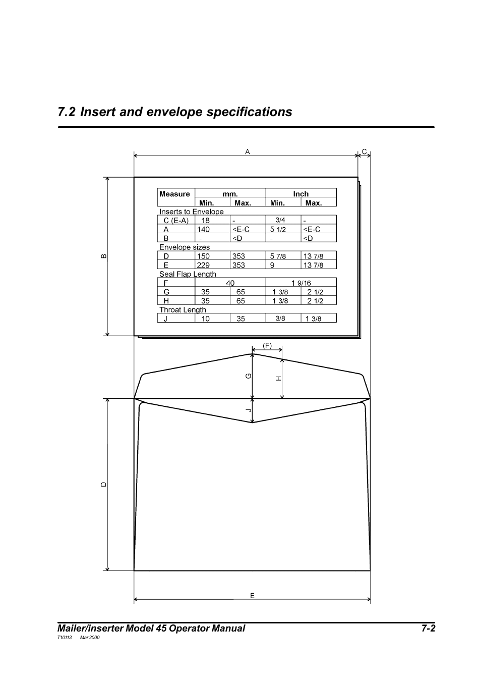 2 insert and envelope specifications | MBM Corporation 45 User Manual | Page 28 / 29