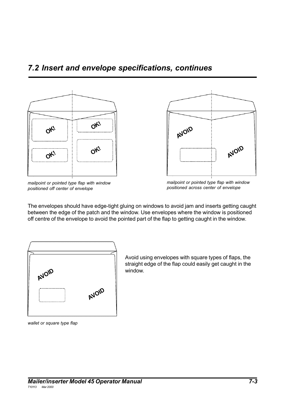 2 insert and envelope specifications, continues | MBM Corporation 45 User Manual | Page 29 / 29
