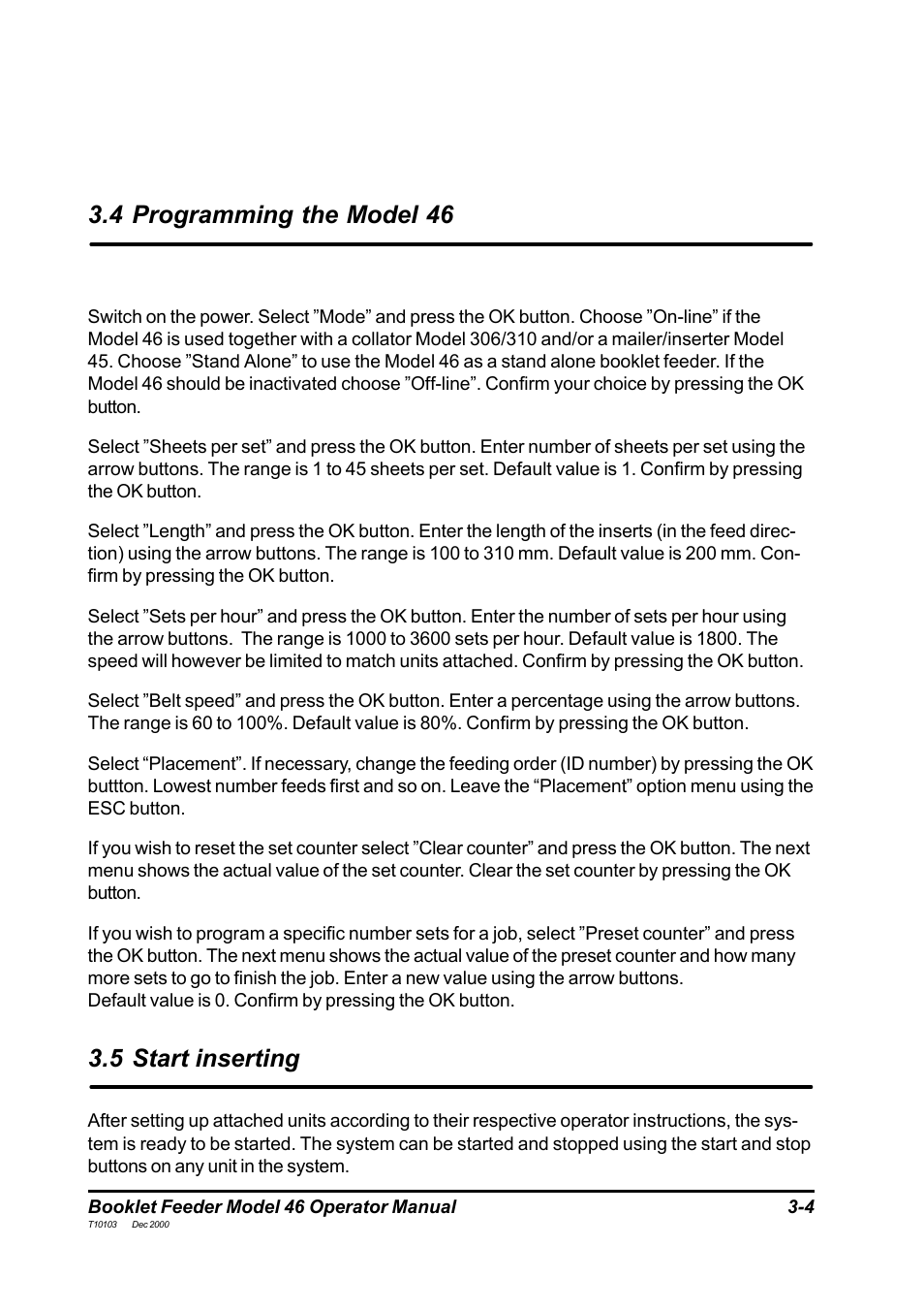 4 programming the model 46, 5 start inserting | MBM Corporation 46 User Manual | Page 13 / 17