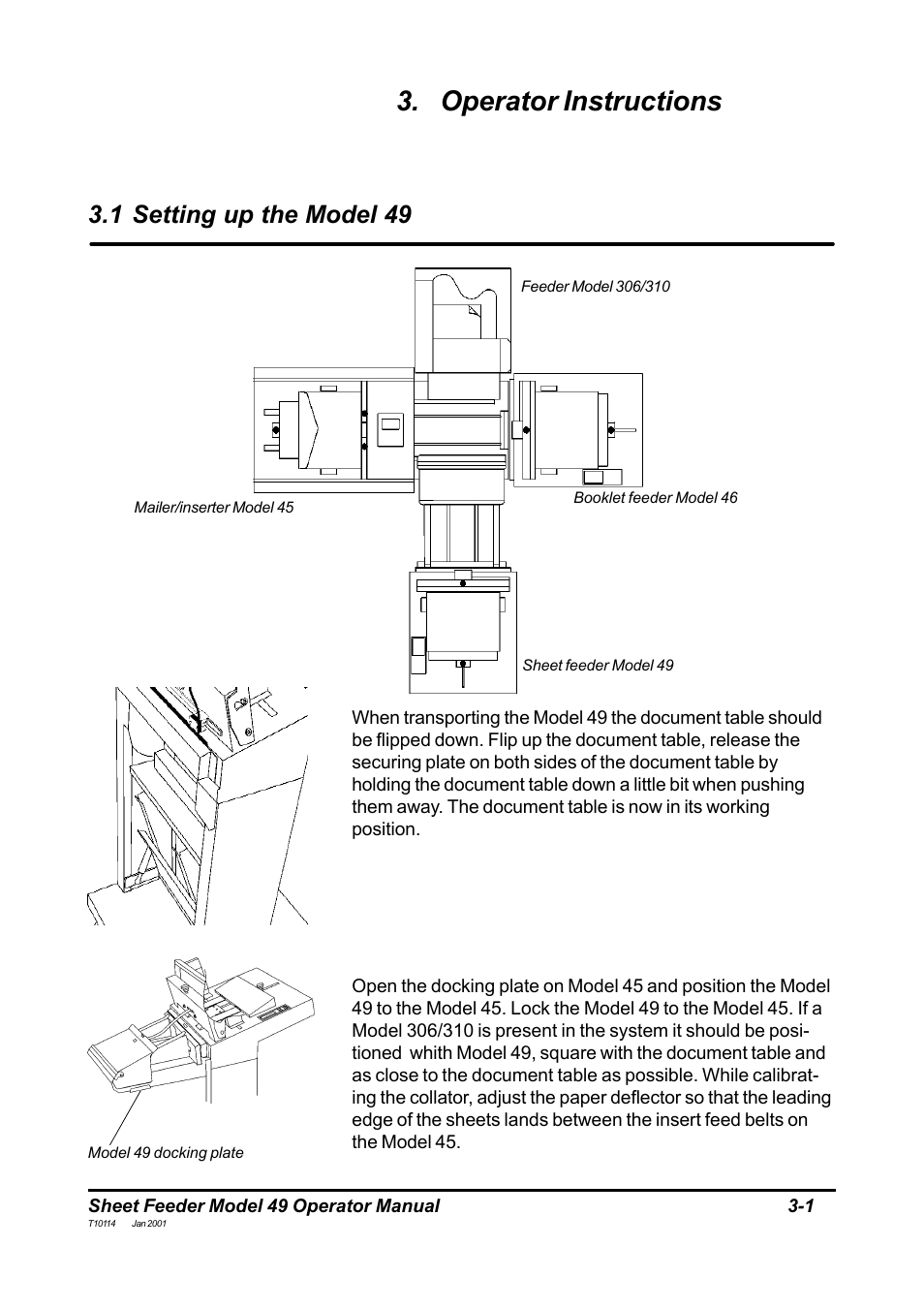 Operator instructions, 1 setting up the model 49 | MBM Corporation 49 User Manual | Page 11 / 26