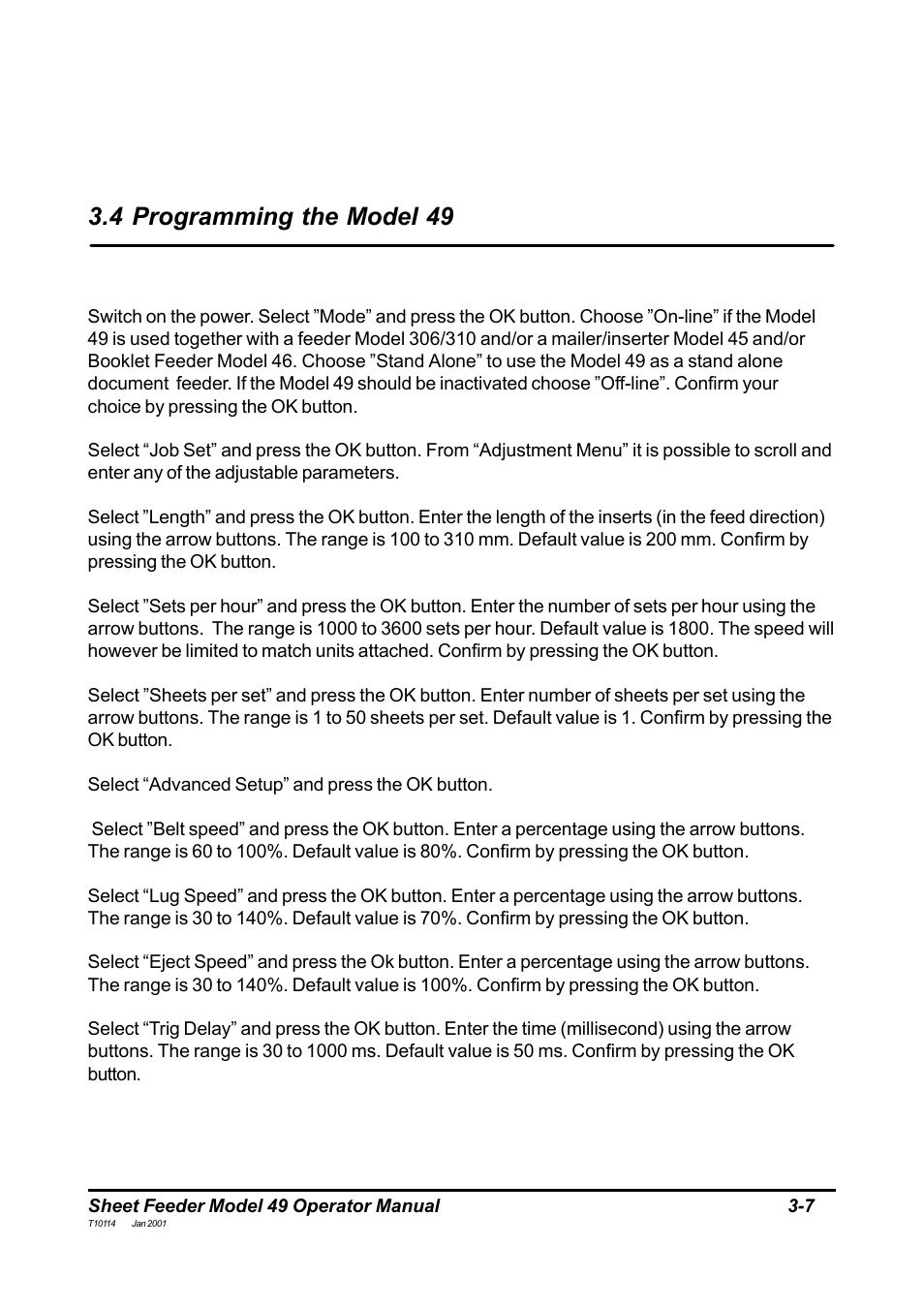 4 programming the model 49 | MBM Corporation 49 User Manual | Page 17 / 26