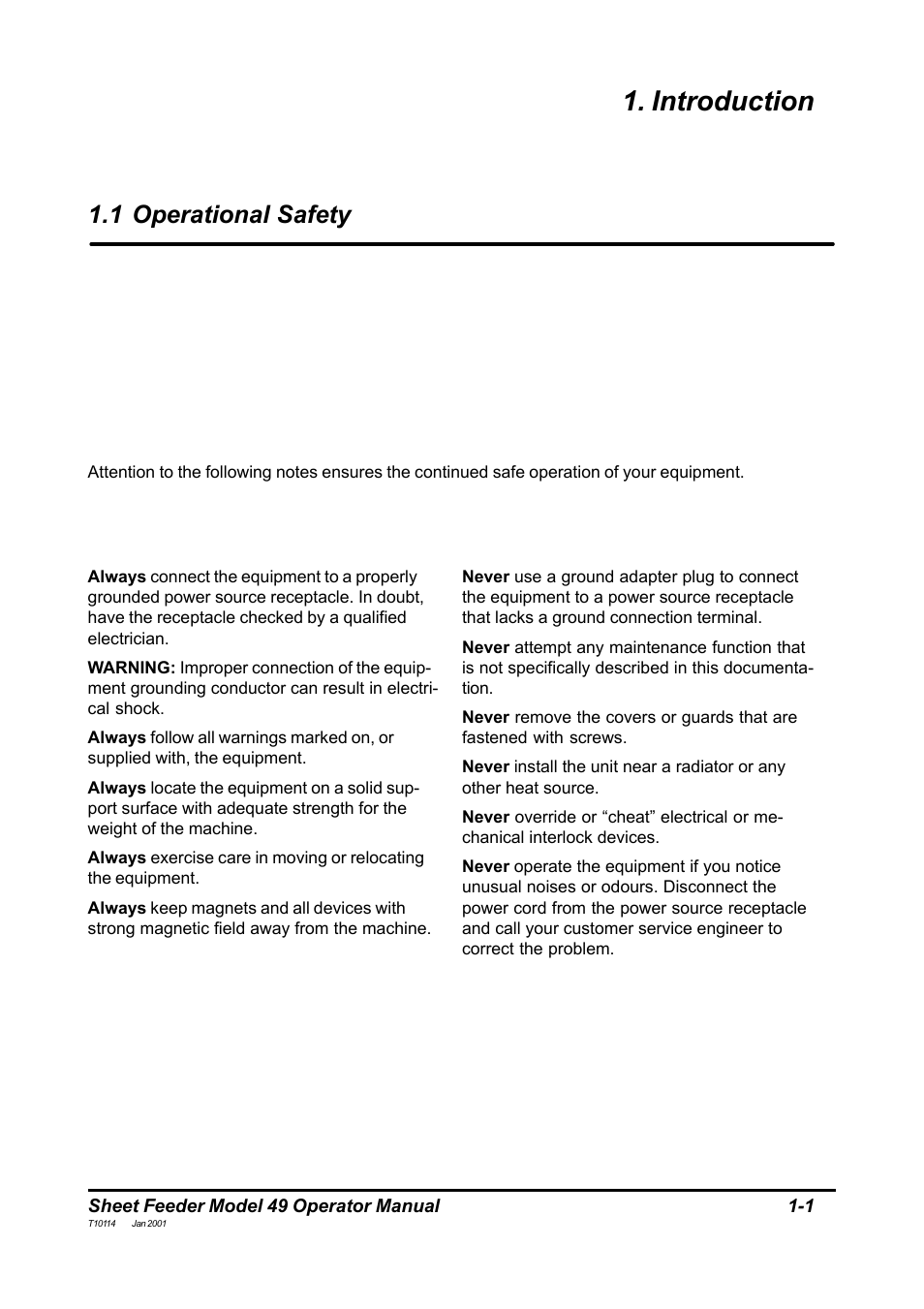 Introduction, 1 operational safety | MBM Corporation 49 User Manual | Page 3 / 26