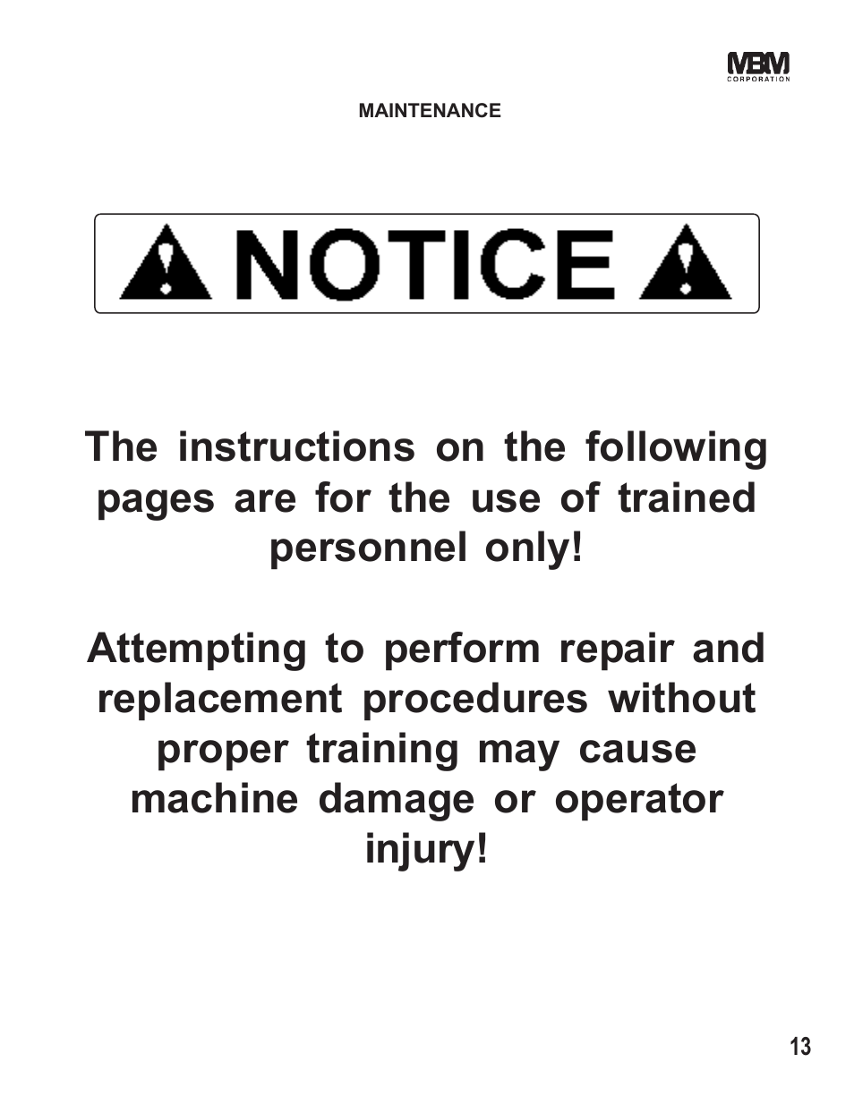 MBM Corporation STITCHFOLD Trimmer User Manual | Page 13 / 26