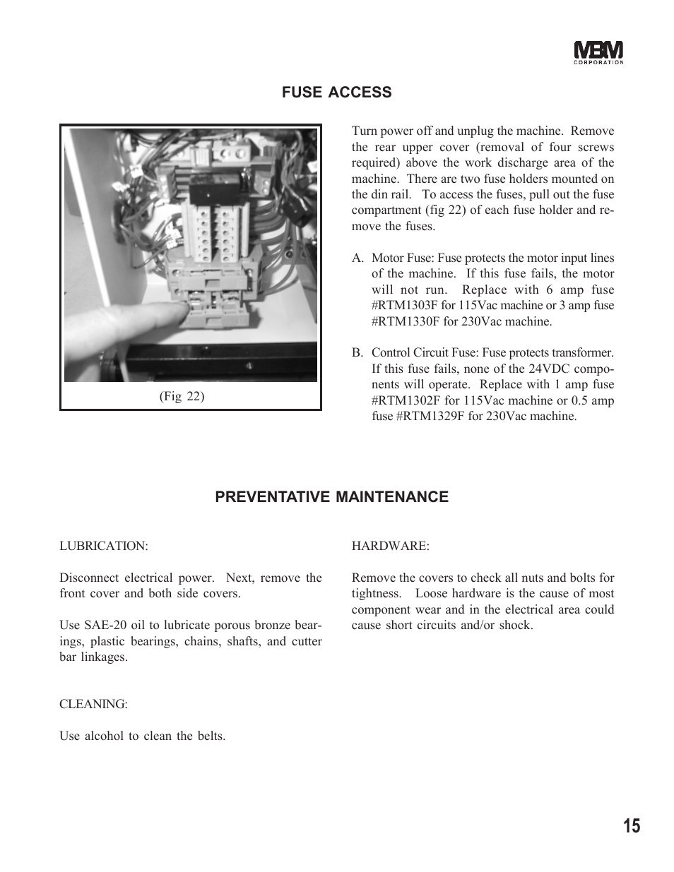 MBM Corporation STITCHFOLD Trimmer User Manual | Page 15 / 26