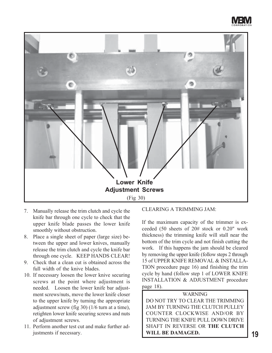 MBM Corporation STITCHFOLD Trimmer User Manual | Page 19 / 26
