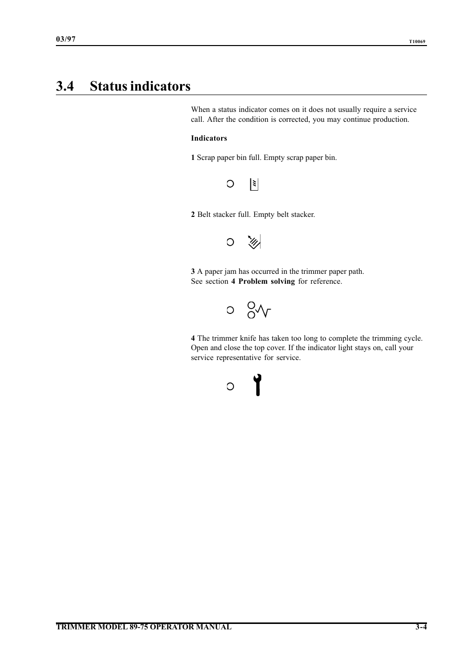 4 status indicators | MBM Corporation Booklet-Pro 7500 User Manual | Page 10 / 14