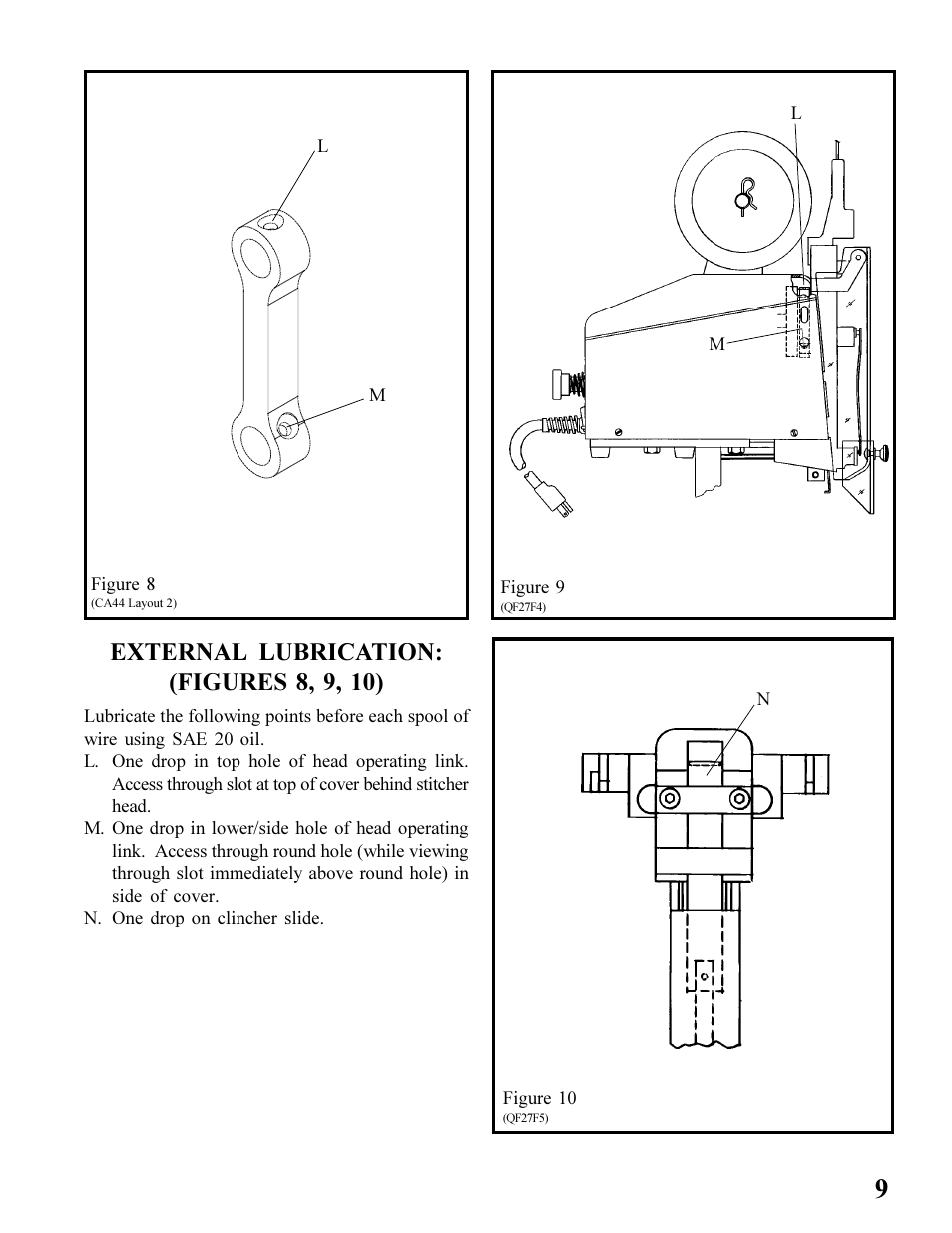 External lubrication: (figures 8, 9, 10) | MBM Corporation BINDERYMATE 2 User Manual | Page 11 / 46