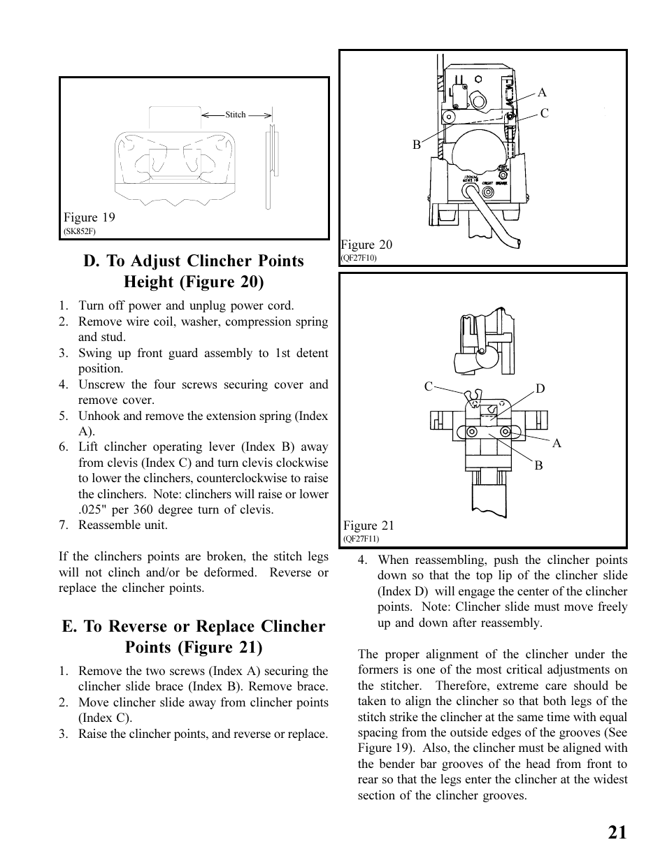 D. to adjust clincher points height (figure 20) | MBM Corporation BINDERYMATE 2 User Manual | Page 23 / 46