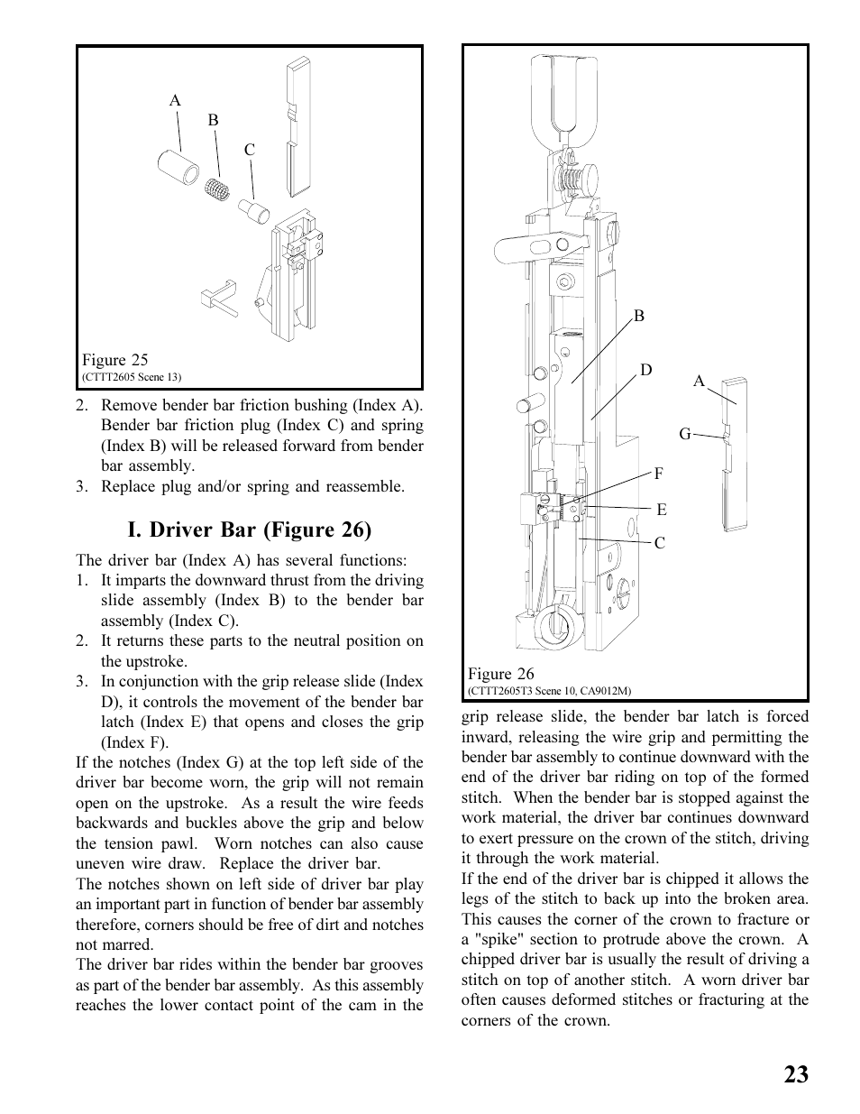 I. driver bar (figure 26) | MBM Corporation BINDERYMATE 2 User Manual | Page 25 / 46