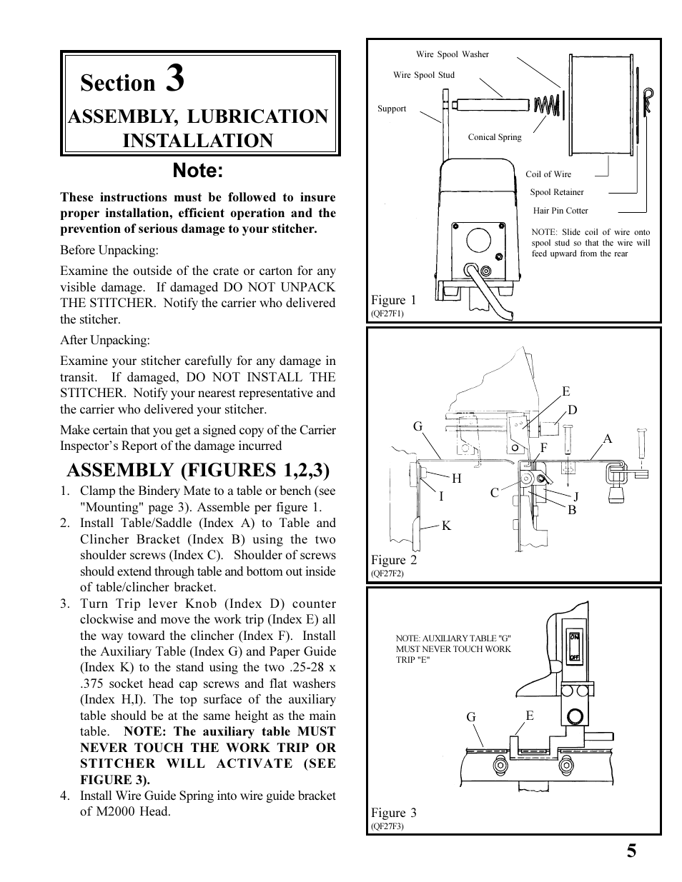 Assembly (figures 1,2,3) | MBM Corporation BINDERYMATE 2 User Manual | Page 7 / 46