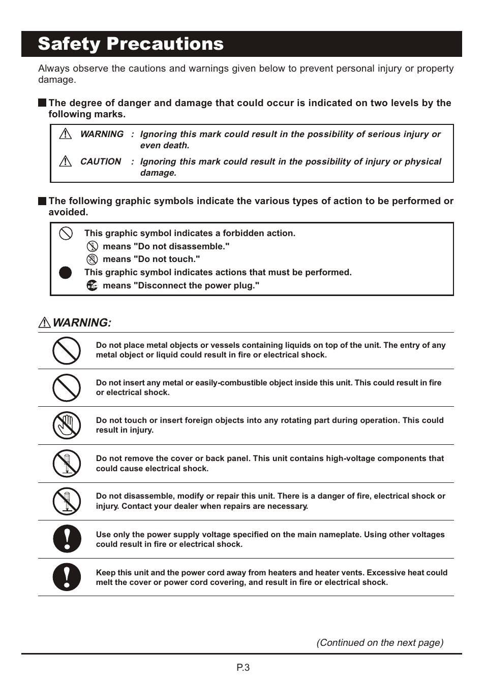 頁面 4, Safety precautions, Warning | MBM Corporation AUTOBOOK User Manual | Page 4 / 21