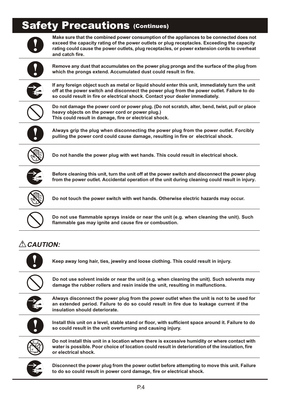 頁面 5, Safety precautions, Caution | MBM Corporation AUTOBOOK User Manual | Page 5 / 21